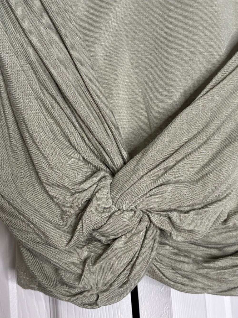 Fashion Nova Sage Green Twist Front Long Sleeve Crop Top - Picture 4 of 4
